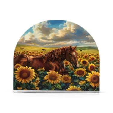 Imagem de CEBUGI Porta-guardanapos para mesas porta-guardanapos acrílico cavalo girassóis porta-guardanapos de papel para decoração de festa de jantar de cozinha