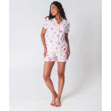 Imagem de Pijama Americano Feminino Corações Marisa Off White-67047, Off white, 