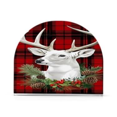 Imagem de Qilmy Porta-guardanapos de acrílico de rena de Natal, porta-guardanapos para mesas cozinha restaurante decoração de casa, suporte decorativo moderno para guardanapos de coquetel de papel de jantar 176
