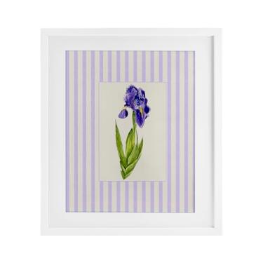 Imagem de Stupell Industries Impressão emoldurada branca de íris listrada roxa sob vidro, design de Lisa Wehmeyer, 40 x 33