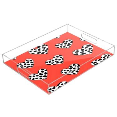Imagem de STAYTOP Bandeja de servir de acrílico para o Dia dos Namorados, coração, 15,7 x 11,20 cm, bandejas decorativas à prova de derramamento, organizador de bancada para café da manhã, chá, comida