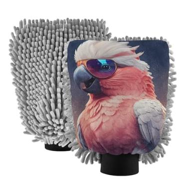 Imagem de STAYTOP Luvas de lavagem de carro para papagaio interessantes, 2 peças, luvas de microfibra de chenille, sem arranhões, panos de esponja de lavagem ultra absorventes para carros, limpeza doméstica - M