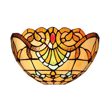 Imagem de Arandela de parede estilo Tiffany com 1 lâmpada, design barroco vintage, vitral, ideal para quarto, cabeceira, corredor ou varanda.