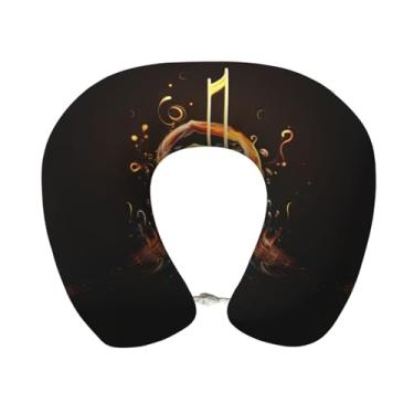 Imagem de Travesseiro de pescoço leve com estampa de símbolo musical em forma de U de espuma viscoelástica para aviões