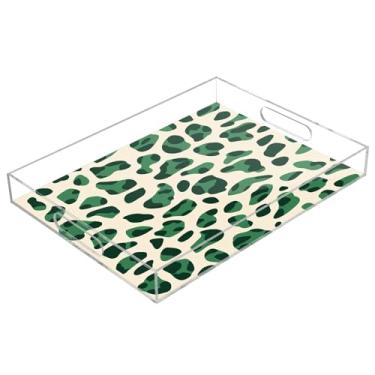 Imagem de STAYTOP Linda bandeja de servir de acrílico com estampa de leopardo, 15,7 x 11,20 cm, bandejas decorativas à prova de derramamento, organizador de bancada para café da manhã, chá, comida, maquiagem
