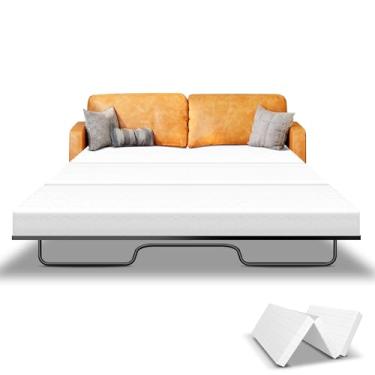 Imagem de Bootuu Substituição de colchão de sofá de espuma viscoelástica de 10 cm × 133 cm para sofá-cama e sofás-cama com capa removível e lavável na máquina, colchão dobrável 25D de alta resiliência