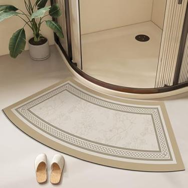 Imagem de Tapetes de chuveiro curvos - Tapete de banho curvo absorvente forte - Tapetes de chuveiro de borracha antiderrapante para chuveiro redondo e de canto (A,45 x 100 cm)