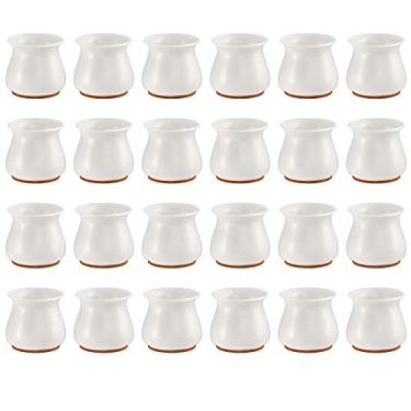 Imagem de 24 Peças de para Pernas Cadeira Silicone com Almofada Feltro Proteção Pisos Móveis - Redução Risco Arranhões e Ruídos El