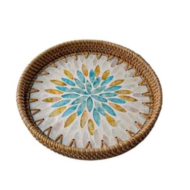 Imagem de Fruteira Disco de emenda de casca simples, prato de frutas, café da manhã, pão, dim sum, cesta de frutas Decoração de mesa(Coloured leaf)