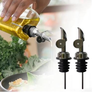 Imagem de 2-Pack Bico de Azeite para Dispenser Enchuta Cozinha com Mecanismo Higiênico Abertura e Fechamento Uma Mão Mantém a Tamp