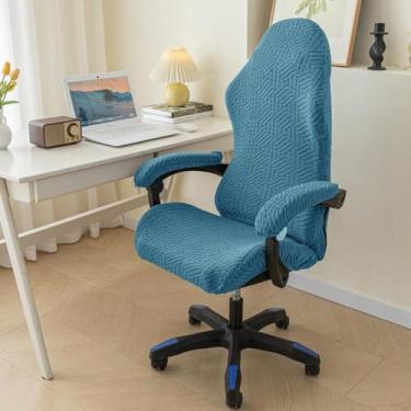 Imagem de Capas sólidas para poltrona, capa de assento lavável à prova de poeira, protetor decorativo de poliéster macio, design de zíper, uso versátil, ajuste universal - azul lago||tamanho regular