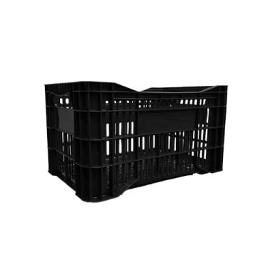 Imagem de Kit Caixas Plásticas Empilháveis Vazadas Colorida Ideal para Hortifruti e Compras Frutas e Verduras(Preta,1 Caixa)