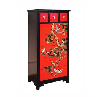 Imagem de Cômodas Cômoda moderna com 8 gavetas, cômoda alta armazenamento, de madeira alças latão, armário grande capacidade para sala estar, corredor(A)