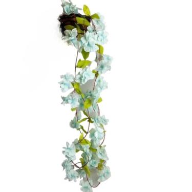 Imagem de Arranjo Com Folhagem Cerejeira Decorativa Pendente E Vaso TrançAdo Enfeite Enfeite Planta Artificial Adequado Para ArmáRios Peitoris De Janelas E Corredores Esteticamente AgradáVel(Tifanny)