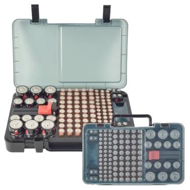 Imagem de Organizador de bateria com testador, suporte de caixa de bateria para mais de 120 pilhas AA AAA C D 9V 3V lítio LR44 CR2 CR123 CR1632 18650 com design montado na parede (preto)