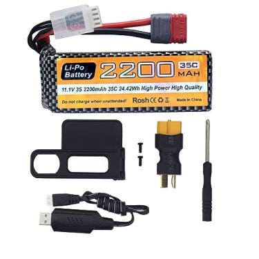 Imagem de Fytoo 1 peça 11,1V 2200mAh 35C 3S Lipo bateria com plugue T com 1 cabo de carregamento USB para MJX H16P H16E H16GT H16BM H16PL 14301 HP161S HP163S HP141 HP141S RC carro modelo drift de alta