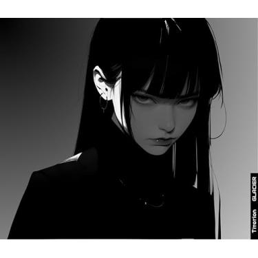 Imagem de Mouse Pad Gamer de Vidro SPEED GLACIER Profissional 49x42 Premium Branco Preto Hexágono Titorion (Anime Girl)