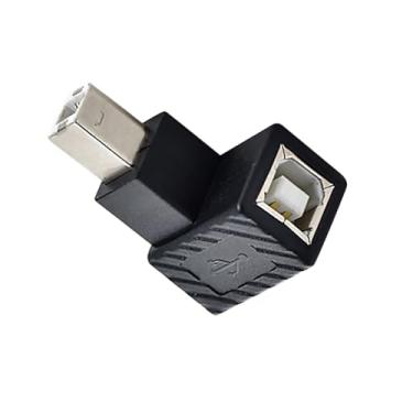 Imagem de Adaptador conversor de ângulo de 90 graus Plug & Play Down USB 2.0 B macho para impressora USB B fêmea conector scanner