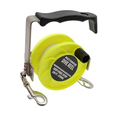 Imagem de Pegciuho Carretel de Mergulho Profissional Versátil, Ergonômico E Portátil - Equipamentos de Mergulho para Atividades Subaquáticas em Cavernas E Naufrágios, Amarelo 150 Pés