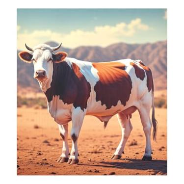 Imagem de Capas magnéticas de vaca branca e marrom para lava-louças, capa decorativa para porta da frente da máquina de lavar, 58 cm L x 66 cm A