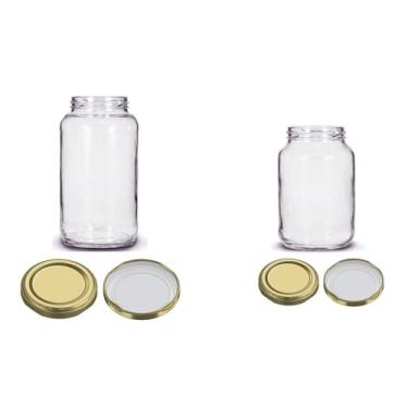 Imagem de Conjunto Pote de Vidro Conserva 800ml + 600ml - Tampa Dourado - 10 x Conjunto
