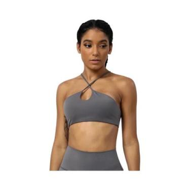 Imagem de Top Esportivo Feminino Sem Costas, Cor Sólida, Para Pilates, Academia,