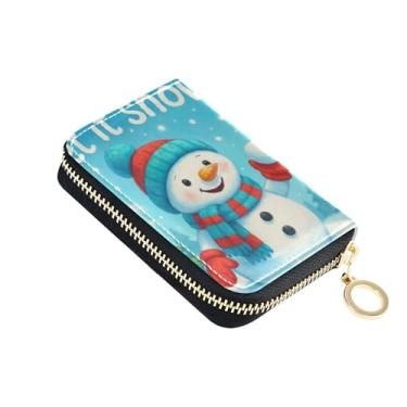 Imagem de Carteira feminina de designer, pequena e fofa, porta-cartões, bloqueio RFID, boneco de neve, turquesa, carteira masculina com bolso para moedas