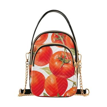 Imagem de Abóboras e folhas em bolsa de ombro preta com zíper, transversal feminina, bolsa transversal para mulheres, Pintura em aquarela tomates vermelhos - 3, One Size