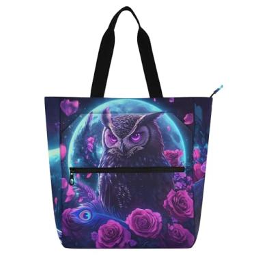 Imagem de Bolsa feminina com estampa de coruja épica arte digital para trabalho, bolsa escolar de lona, carteiro, carteiro, presente para amantes de livros