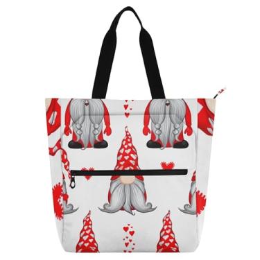 Imagem de Sacola para livros Red Gnomos Grey Beards para mulheres e crianças com compartimento com zíper reutilizável lona escola trabalho viagem bolsa