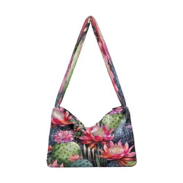 Imagem de Bolsa de ombro de morangos vermelhos com bolinhas, bolsa de mão com zíper, bolsa de livro para mulheres, Flor em preto com aquarela-7, One Size