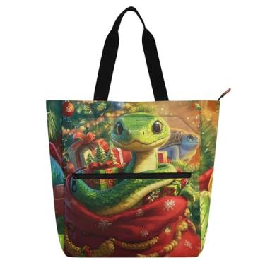 Imagem de Sacola de trabalho feminina para o festival de primavera de serpente de Natal com zíper, bolsas para professores, presente para amantes de livros