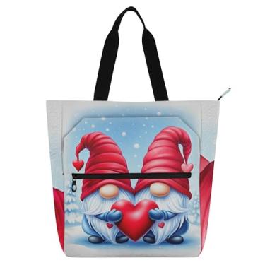 Imagem de Linda bolsa de trabalho com coração de gnomos de dia dos namorados para mulheres, bolsa de lona, praia, escola, bolsas para professores, amantes de livros