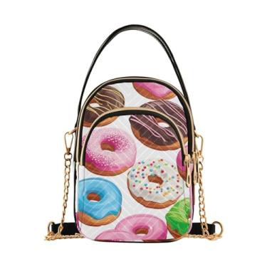 Imagem de GAIGEO a of Sea Shells and Starfish Bolsas de ombro femininas, bolsa tiracolo de corrente dourada, bolsa transversal de outono, Rosquinhas coloridas - 1, One Size