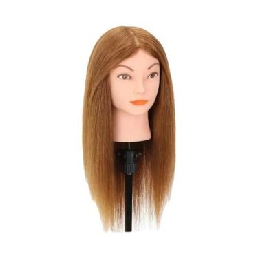 Imagem de Cabeça De Manequim Profissional 100% Cabelo Humano Para Treinamento De