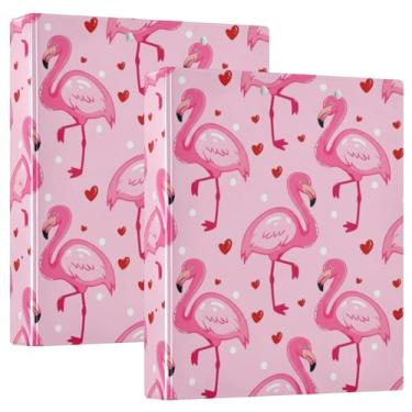 Imagem de Fichários fofos flamingos rosa com 3 anéis de 3 cm comporta 200 folhas, fichário fofo para prancheta, floral, redondo, fichário de escritório, 31,5 x 27 x 6 cm, 1 pacote