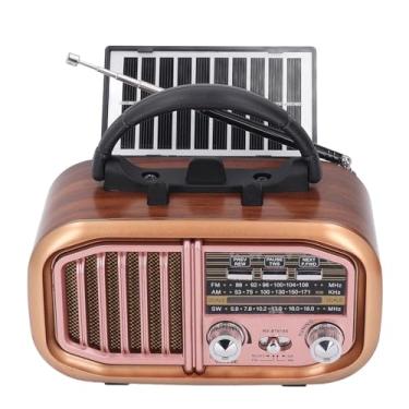 Imagem de GOWENIC Rádio Portátil Retro, Rádio Pequeno AM/FM/SW, Bateria Alimentada por Painel Solar ou Recarregável de 1200mAh, Solar Alto-falante Bluetooth, Suporta Cartão USB/TF/Bluetooth (BT618S)
