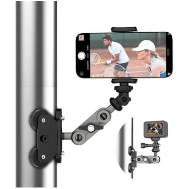 Imagem de Lupholue Suporte magnético para câmera com 4 super ímãs, kit de gravação de vídeo esportivo universal com cabeça esférica dupla e braço de metal ajustável para GoPro, Mevo Start, iPhone, DJI Osmo