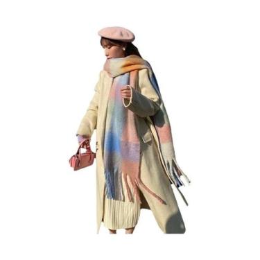 Imagem de Xale De Cashmere Quente E Grosso Estilo Coreano Para Mulheres, Pashmin