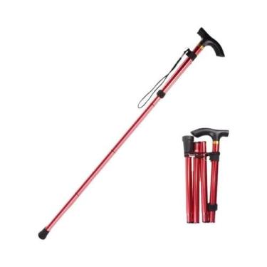 Imagem de Bengala dobrável portátil de 5 níveis com altura ajustável e alça de p