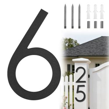 Imagem de Números de casa modernos de 25 cm para o exterior, números de casa grandes de metal para fora, números de endereço para casa preto fosco flutuante montagem embutida vertical horizontal alumínio