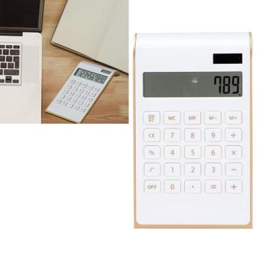 Imagem de HEEPDD Calculadoras de 10 Dígitos, Calculadora de Mesa LCD Portátil, Tela Grande, Ultrafina, Sensível, Botão Grande, Calculadora Com Energia Solar Dupla e Bateria (WHITE)