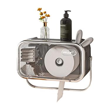 Imagem de Caixa de Papel Higiênico Parede com Porta Toalhas e Prateleira Superior Dispenser Toalha Transparente Suporte Armazenamento para Banheiro em Rolo Extr