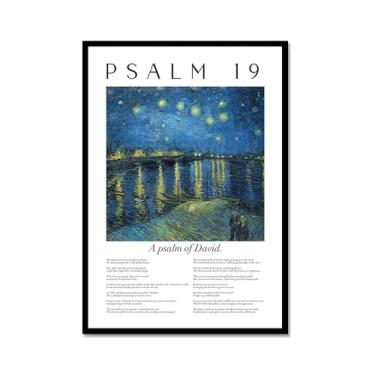 Imagem de Coleção de Salmos das Escrituras Monet Van Gogh Famosa Pintura em Aquarela Impressão Verso da Bíblia Pôster em Tela Decoração de Parede de Casa Cristã (SKU9,16x60 cm) = (40 x 60 cm), Moldura de metal