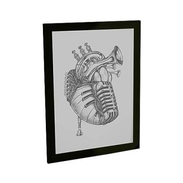 Imagem de Quadro Decorativo A2 Coração Musical Piano Guitarra Sax Decoração Poster