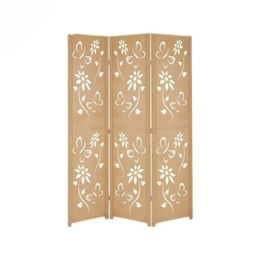 Imagem de Biombo Divisor de Ambientes MDF 4 Folhas Bipartido - Ideal para Home Office, Sala e Quarto, Separador Decorativo e Prático para Espaços Residenciais (FLORIDO)