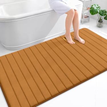 Imagem de OLANLY Tapete de banho listrado de espuma viscoelástica 177 x 116, tapetes de banheiro absorventes super macios, secagem rápida, tapetes de chuveiro laváveis na máquina, tapete de banho, acessórios de