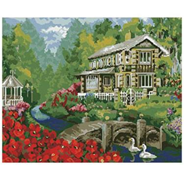 Imagem de Kit de Pintura por Número em Tela para DIY Quadro Casa Bonita Adultos e Iniciantes Artesanato Decoração Parede Residencial Presente Sem Moldura Fácil