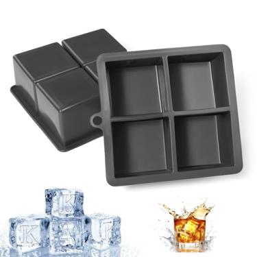 Imagem de Pacote com 2 bandejas de cubos de gelo com monograma para freezer, molde de cubos de gelo de 6 cm com letras personalizadas para coquetel, suco de uísque, bebida, fácil liberação, itens essenciais