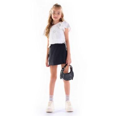 Imagem de Conjunto blusa com brilho e shorts saia Menina Anjo-Feminino
